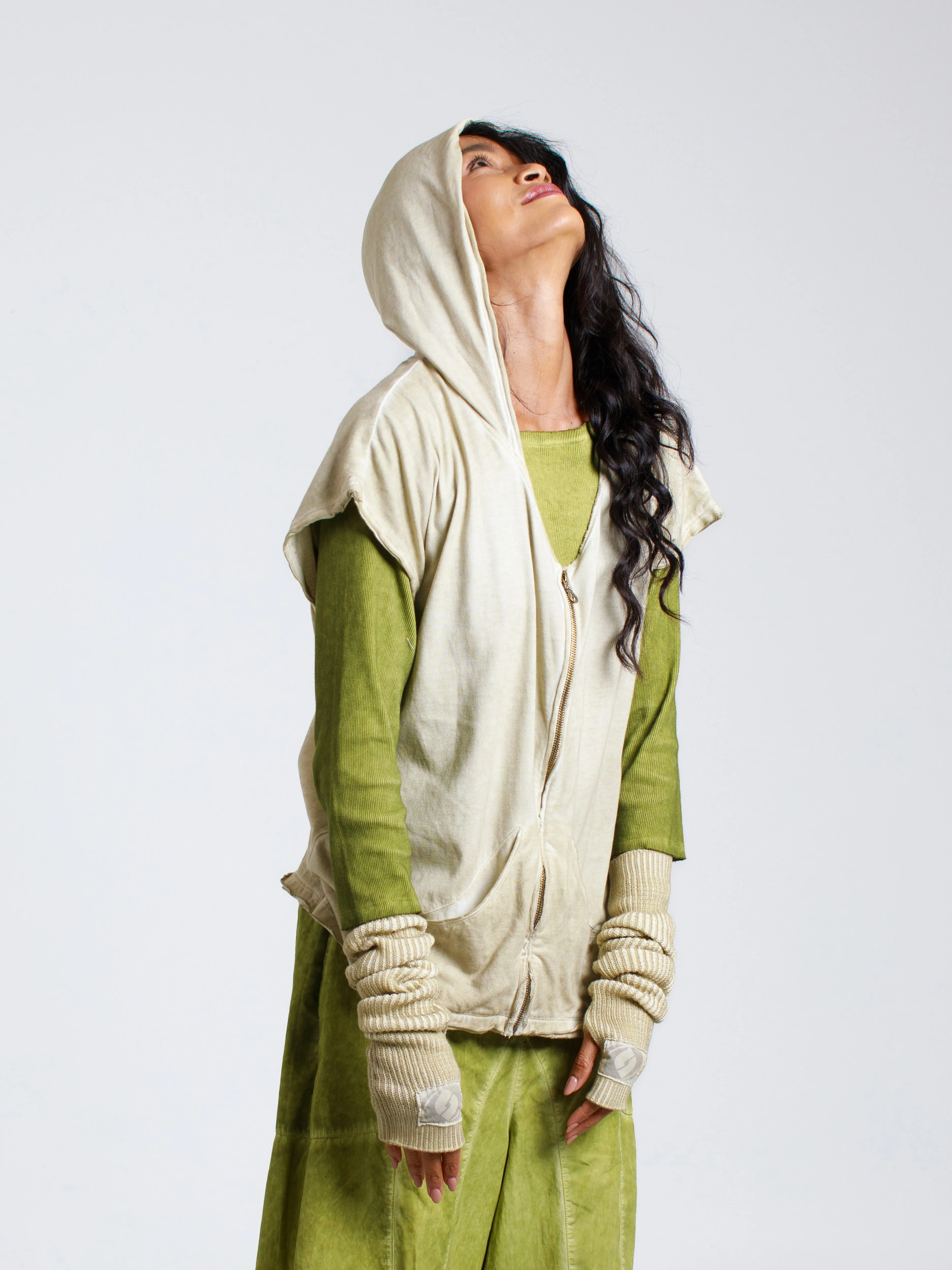 Sleeveless V-neck Hoodie, merchant product photograph