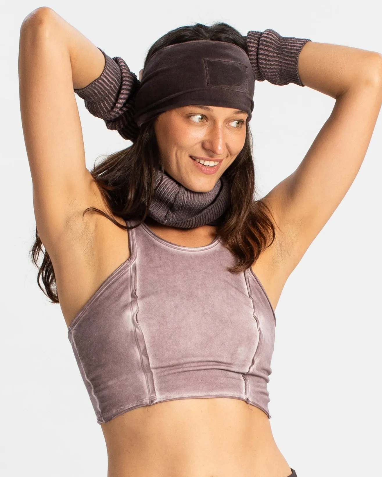 Raw-Edge Stretch Crop Top, merchant product photograph